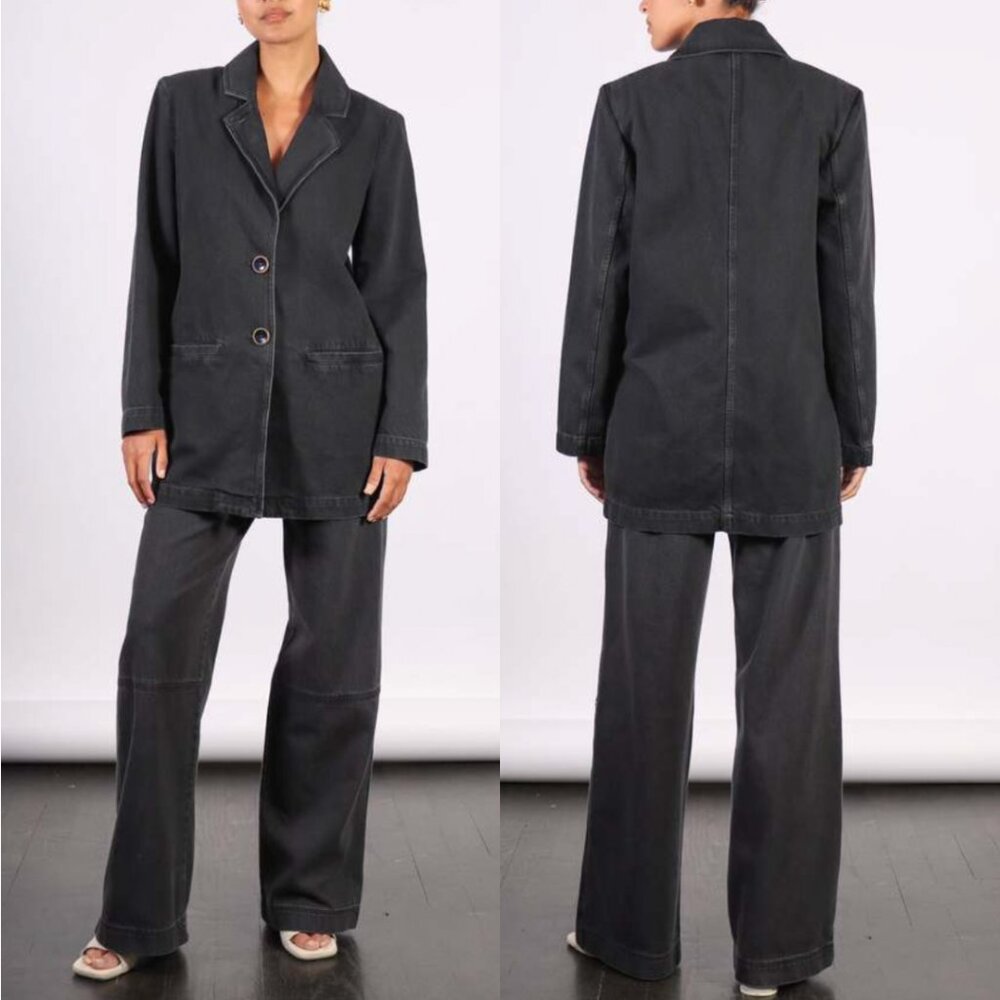 $435 Rodebjer Charcoal Black Denim Delphi Bazer Jacket size XS